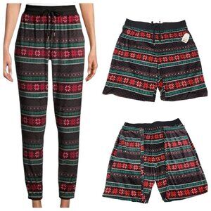 Secret Treasures Black Poinsettia Print Loungewear Joggers - Size Large NWT